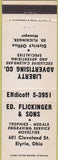 Matchbook Cover - Ed Flickenger Sons Trophies Elyria OH