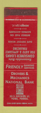 Matchbook Cover - Drovers and Mechanics Natonal Bank York PA WEAR