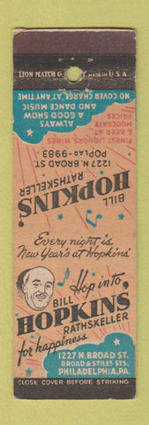 Matchbook Cover - Bill Hopkins Rathskeller Philadelphia PA