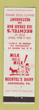 Matchbook Cover - Bechtel's Ice Cream Bar Restaurant Dairy Lewisburg PA WEAR
