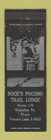 Matchbook Cover - Bock's Pocono Trail Lodge Blakeslee PA WEAR