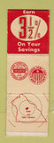 Matchbook Cover - York Federal Savings and Loan PA WEAR EXTENDED PORTION