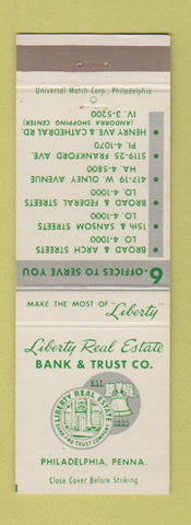 Matchbook Cover - Liberty Real Estate Bank and Trust Philadelphia PA