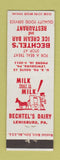 Matchbook Cover - Bechtel's Ice Cream Bar Restaurant Dairy Lewisburg PA