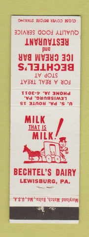 Matchbook Cover - Bechtel's Ice Cream Bar Restaurant Dairy Lewisburg PA