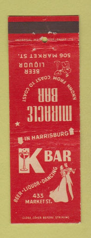 Matchbook Cover - Miracle Bar Harrisburg PA K Bar
