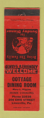 Matchbook Cover - Cottage Dining Room Linesville PA
