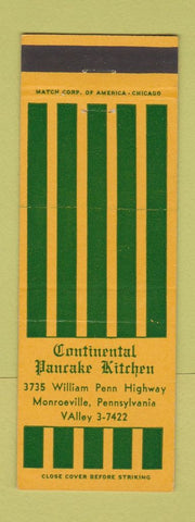 Matchbook Cover - Continental Pancake Kitchen Monroeville PA