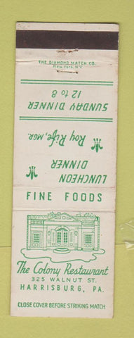 Matchbook Cover - The Colony Restaurant Harrisburg PA