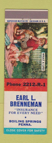 Matchbook Cover - Earl Brenneman Insurance Boiling Springs PA