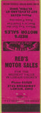 Matchbook Cover - Red's Motor Sales Elyria OH Lorain