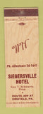 Matchbook Cover - Siegersville Hotel Orefield PA