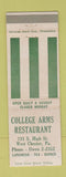 Matchbook Cover - College Arms Restaurant West Chester PA WEAR