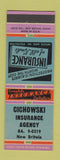 Matchbook Cover - Cichowski Insurance New Britain CT