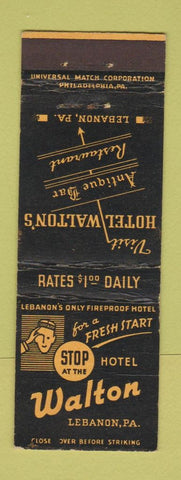 Matchbook Cover - Walton Hotel Lebanon PA bellhop WEAR