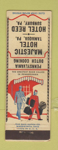 Matchbook Cover - Majestic Hotel Tamaqua PA Sunbury bellhop