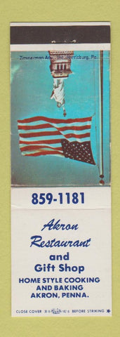 Matchbook Cover - Akron Restaurant Akron PA Statue of Liberty