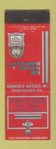 Matchbook Cover - Colonial Hotel York PA Grenoble