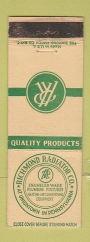 Matchbook Cover - Richmond Radiator Uniontown PA WEAR Rochester NY