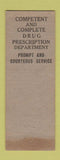 Matchbook Cover - Bellevue Rental Service Medical Supply Reading PA