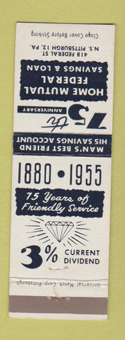 Matchbook Cover - Home Mutual Federal Savings Pittsburgh PA 1955