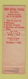 Matchbook Cover - Home Mutual Federal Savings Pittsburgh PA 1955