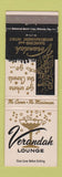 Matchbook Cover - Verandah Lounge Daytona Beach FL