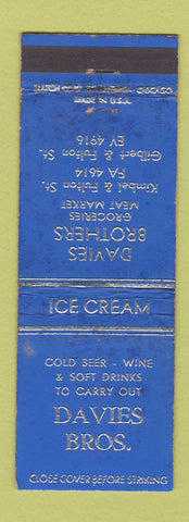 Matchbook Cover - Davies Bros Grocery WEAR