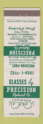 Matchbook Cover - Precision Optical Cleveland OH