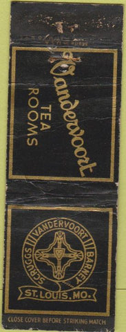 Matchbook Cover - Vandervoort Tea Rooms St Louis MO POOR