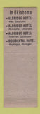 Matchbook Cover - Alsonett Hotels CHAIN LA IN FL TX MO