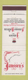 Matchbook Cover - Janssen's Hofbrau New York City