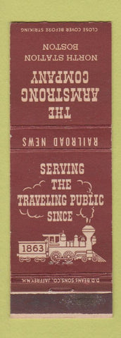 Matchbook Cover - Armstrong Railroad News Boston MA