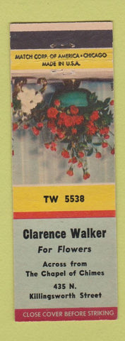 Matchbook Cover - Clarence Walker Flowers