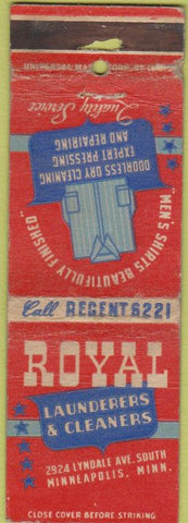 Matchbook Cover - Royal Cleaners Minneapolis MN POOR