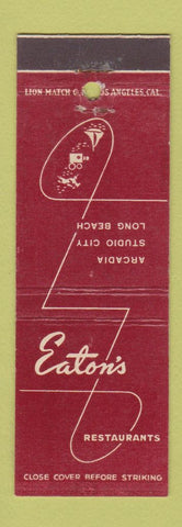 Matchbook Cover - Eaton's Restaurants Arcadia Studio City Long Beach CA