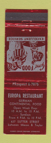 Matchbook Cover - Europa Restaurant German
