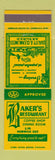 Matchbook Cover - Baker's Restaurant Norwich OH