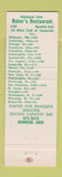 Matchbook Cover - Baker's Restaurant Norwich OH