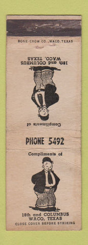 Matchbook Cover - Waco TX Whimpy? WORN