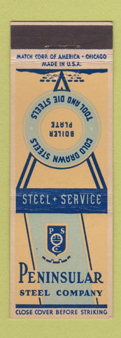 Matchbook Cover - Peninsular Steel Chicago IL Rockford Cleveland Detroit