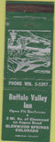 Matchbook Cover - Buffalo Valley Inn Glenwood Springs CO BBQ