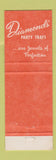 Matchbook Cover - Diamond's Restaurants Severace OH Cleveland?