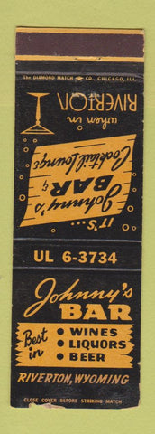 Matchbook Cover - Johnny's Bar Riverton WY WORN