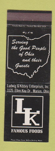 Matchbook Cover - Ludwig Kibbey Famous Foods Marion OH