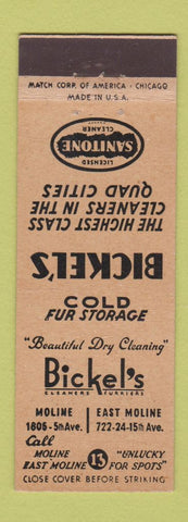 Matchbook Cover - Bickel's Dry Cleaning Moline East Moline IL