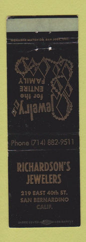 Matchbook Cover - Richardson's Jewelry San Bernardino CA WORN