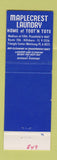 Matchbook Cover - Maplecrest Laundry Plainfield Watchung Hillsboro NJ