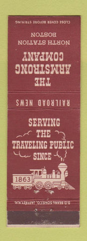 Matchbook Cover - Armstrong Railroad News Boston MA