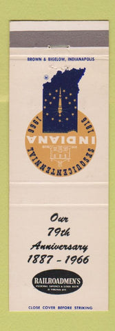Matchbook Cover - Indiana Sesquicentennial 1966 Railroadmen's Savings IN
